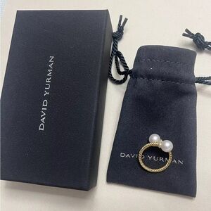 David Yurman Bypass Solari Ring Gold Pearl Size 7 Discontinued